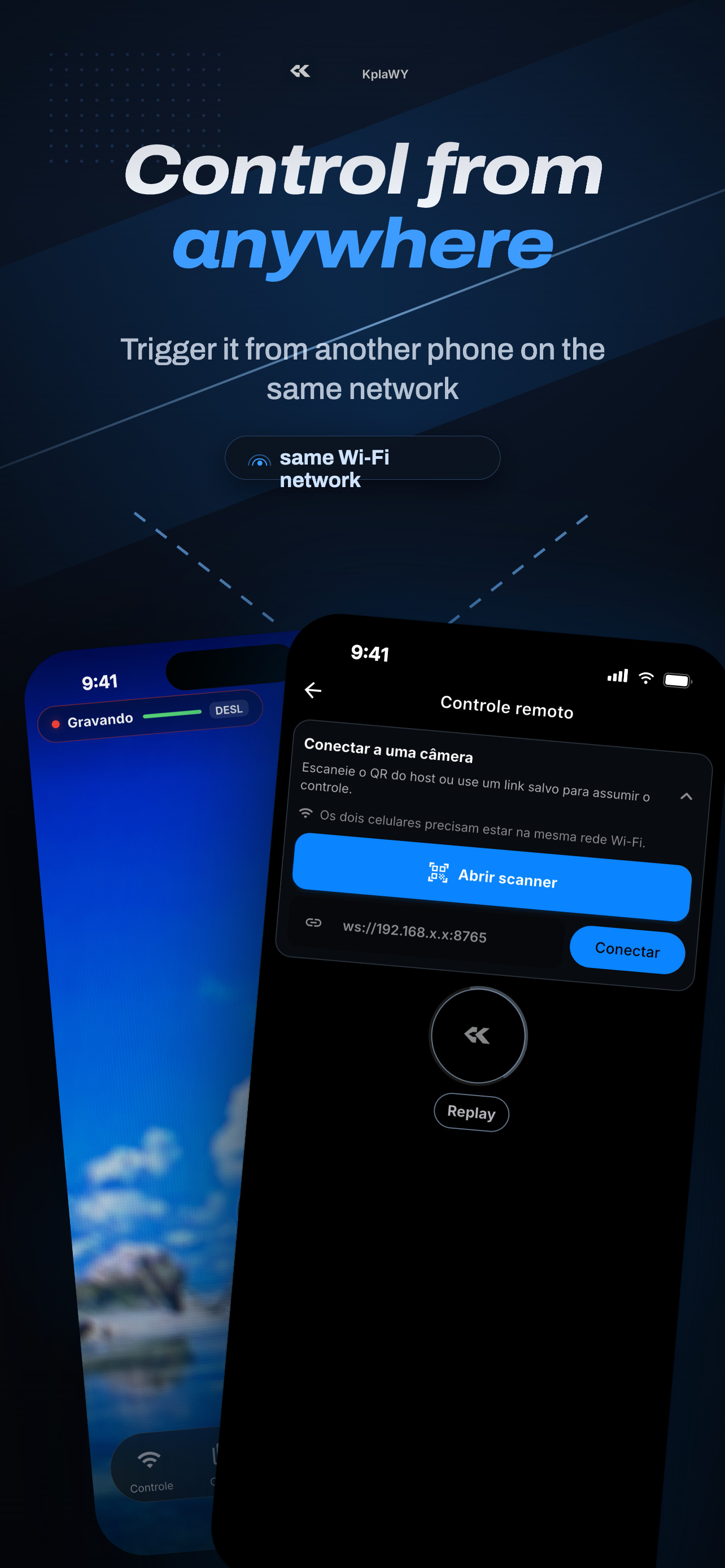 Real KplaWY screen: remote control with live preview from another camera