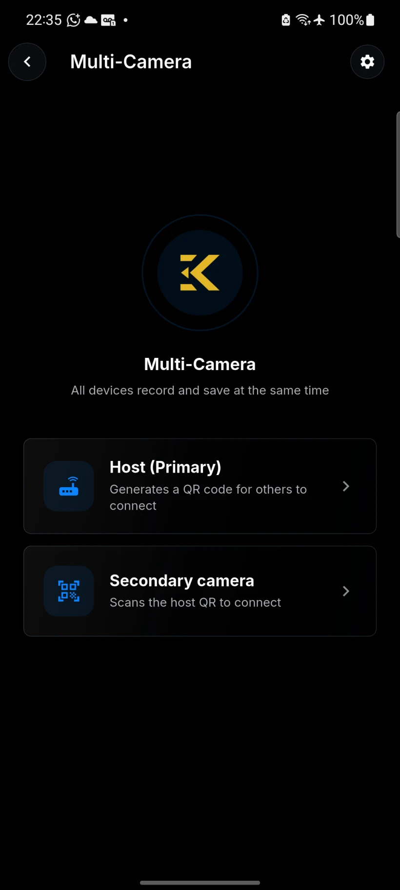 KplaWY Multi-Camera screen in English
