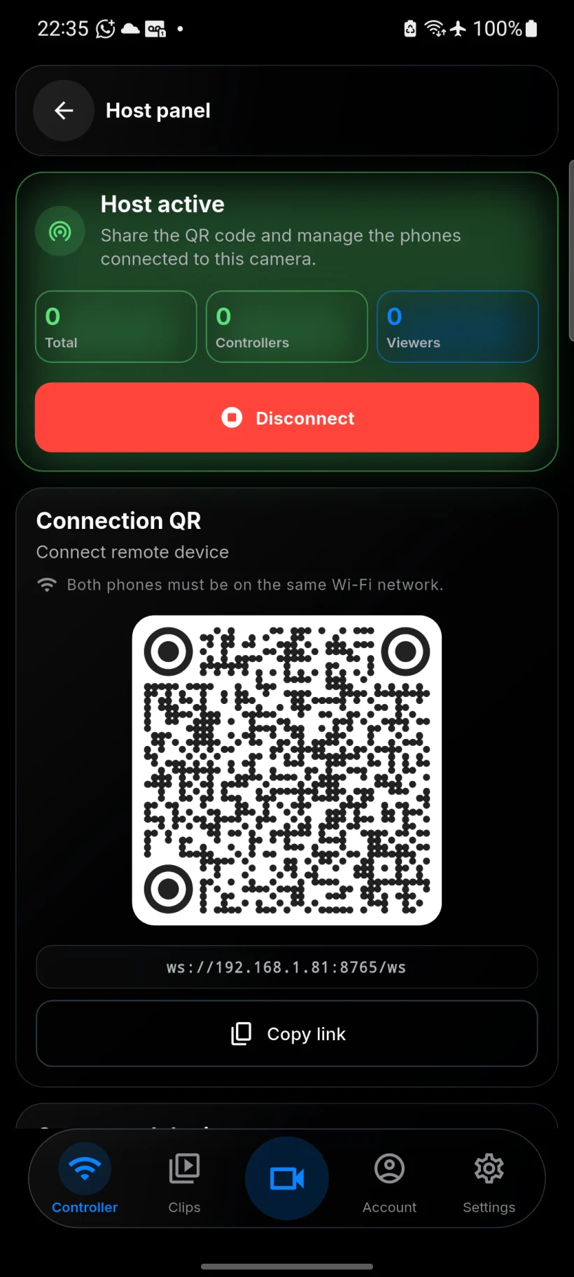 Active KplaWY remote control screen in English